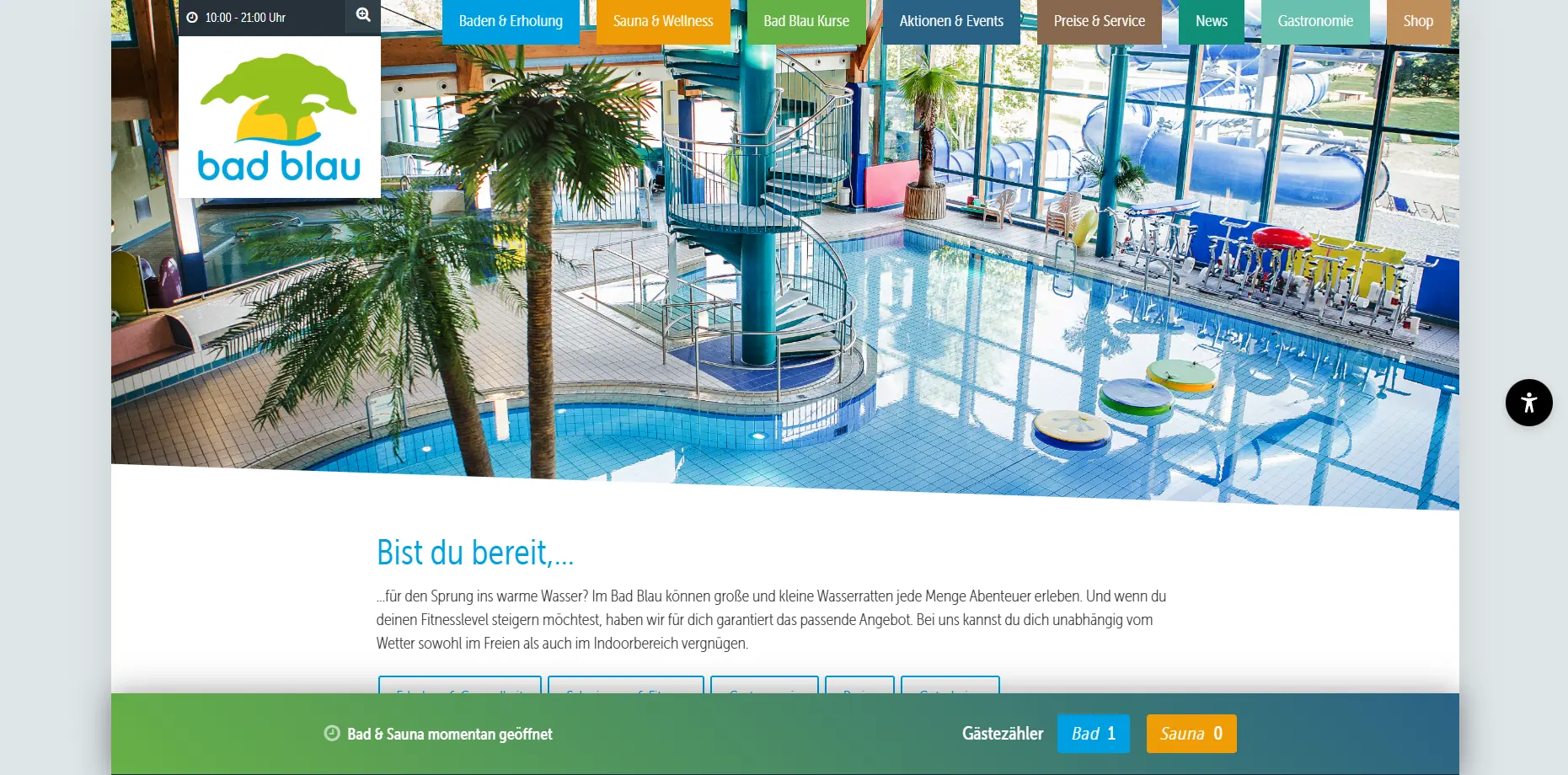 Screenshot der Website Bad Blau