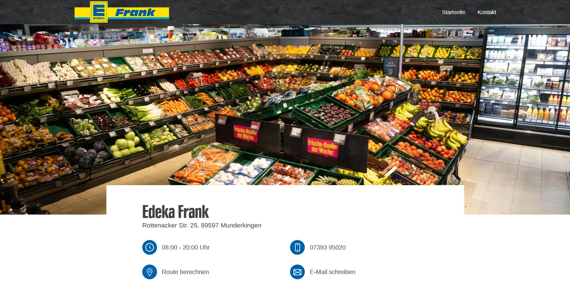 Screenshot der Website Edeka Frank