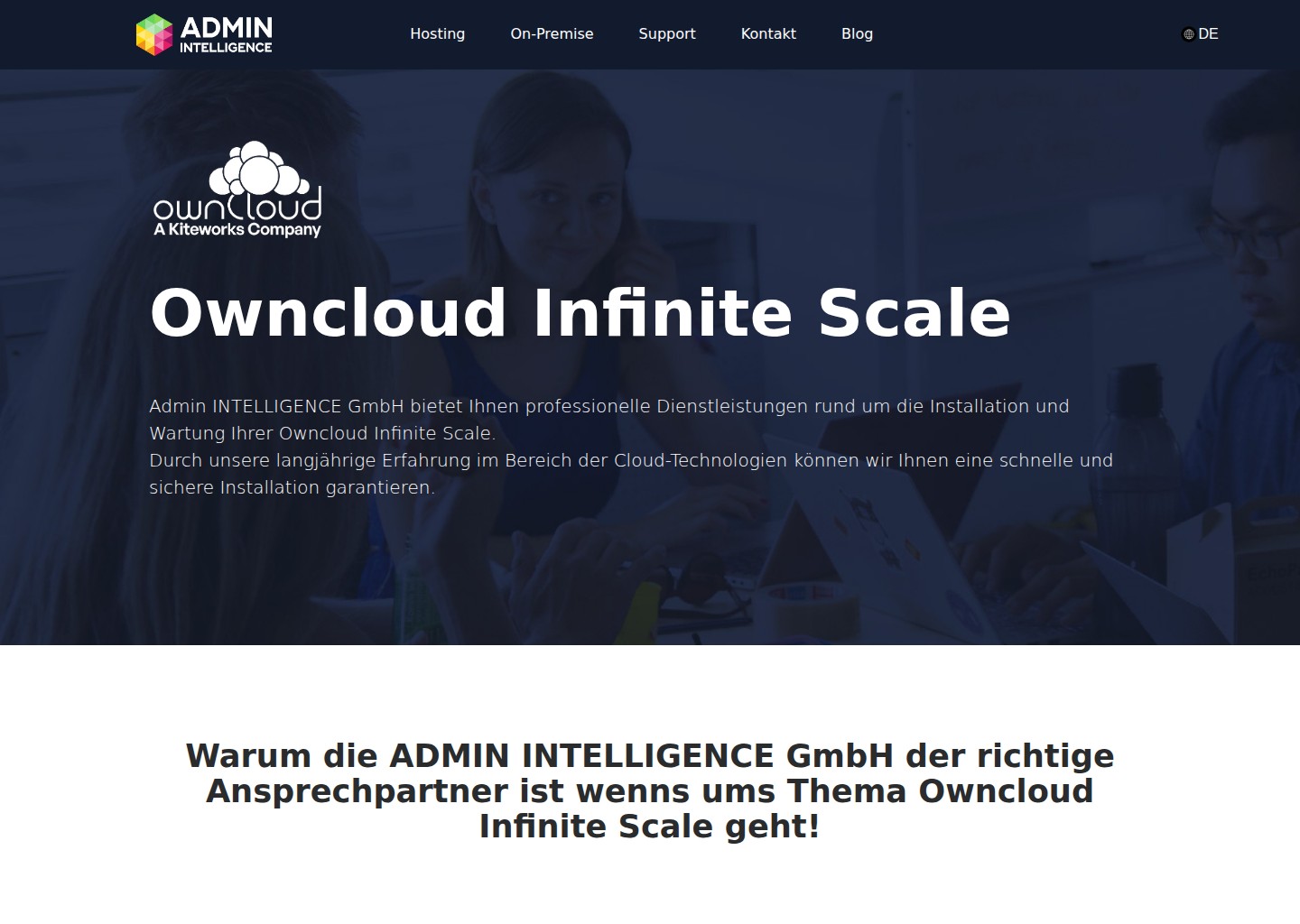 Screenshot der Website ownCloud Infinite Scale