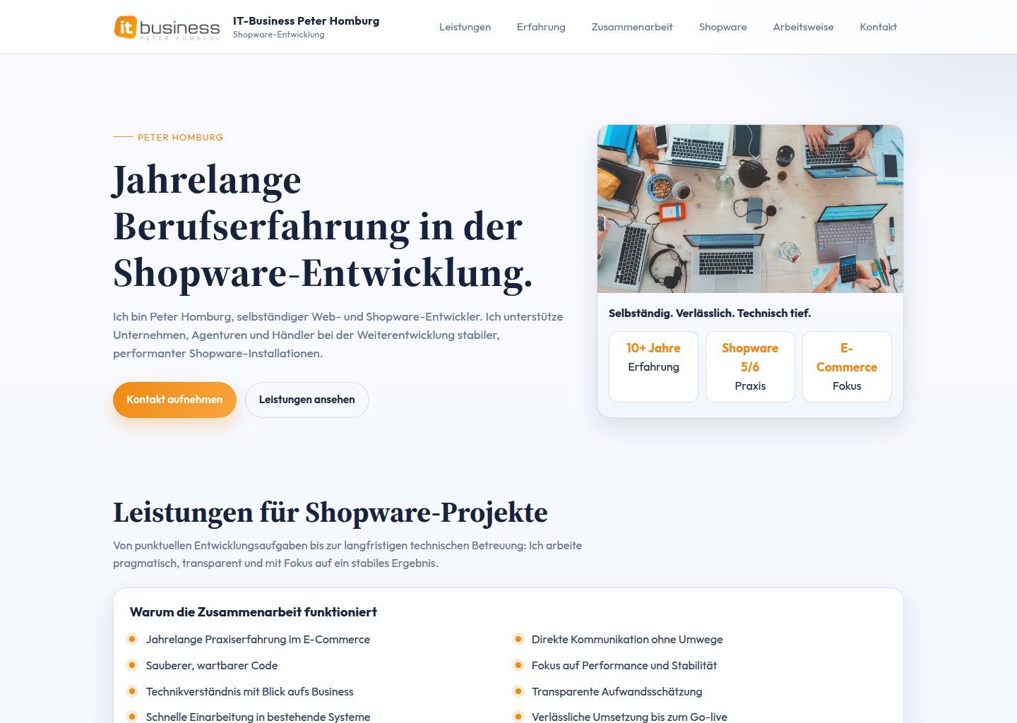 Screenshot der Website Peter Homburg